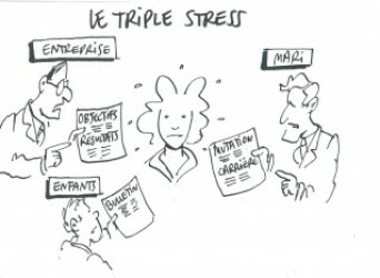 Bien des tâches pour une même personne ! - Dessin de Delize pour le Cercle InterElles